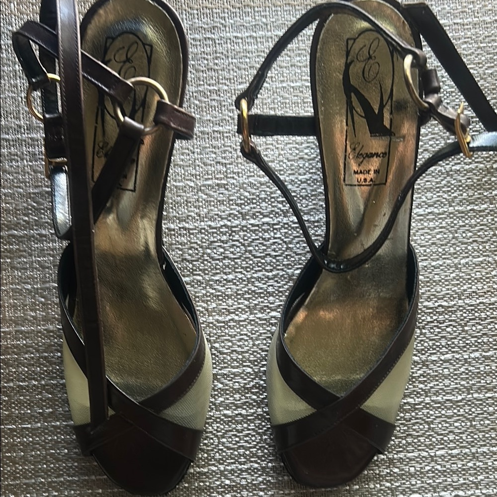 Caparros Brown and Cream Heeled Dancing Shoes by Elegance . New Size 9.